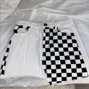 Checkered Jean Skirt
